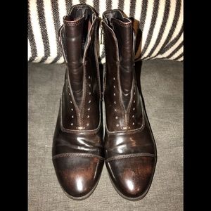 Brown leather ankle boots size 8 by Forever 21